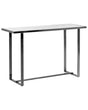 Console Table White Silver Tempered Glass Steel 120 x 40 cm Marble Effect Glam Modern Living Room Bedroom Hallway Beliani