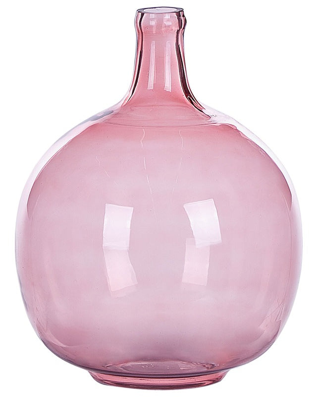 Vase Pink Glass 31 cm Handmade Decorative Round Bud Shape Tabletop Home Decoration Modern Design Beliani