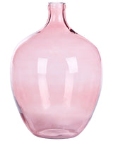 Vase Pink Glass 39 cm Handmade Decorative Round Bud Shape Tabletop Home Decoration Modern Design Beliani