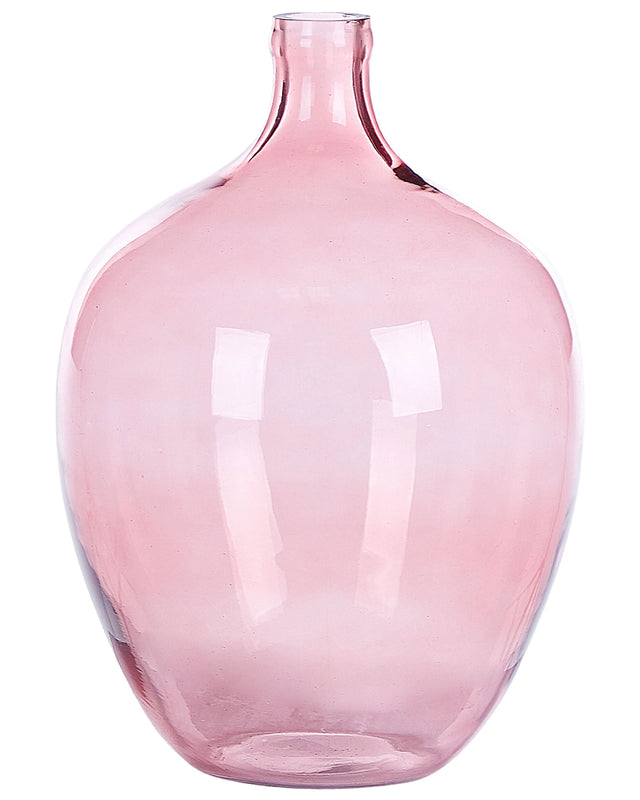 Vase Pink Glass 39 cm Handmade Decorative Round Bud Shape Tabletop Home Decoration Modern Design Beliani