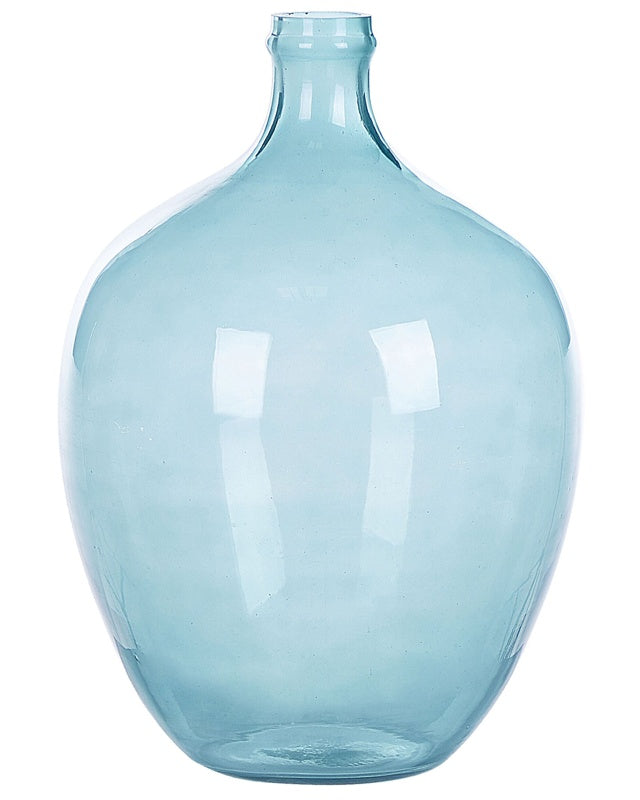 Vase Light Blue Glass 39 cm Handmade Decorative Round Bud Shape Tabletop Home Decoration Modern Design Beliani