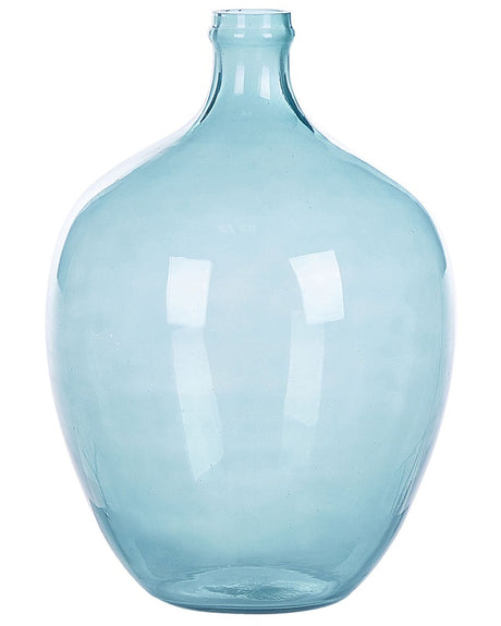 Vase Light Blue Glass 39 cm Handmade Decorative Round Bud Shape Tabletop Home Decoration Modern Design Beliani