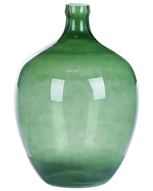 Vase Green Glass 39 cm Handmade Decorative Round Bud Shape Tabletop Home Decoration Modern Design Beliani