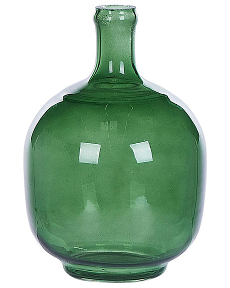 Vase Green Glass 24 cm Handmade Decorative Round Bud Shape Tabletop Home Decoration Modern Design Beliani