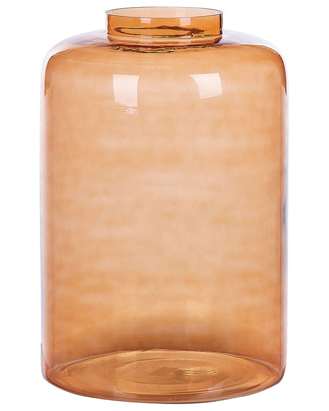 Floor Vase Orange Glass Coloured Tinted Transparent Decorative Glass Home Accessory Beliani