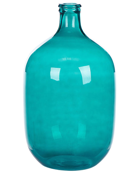 Vase Turquoise Glass 48 cm Handmade Decorative Round Bud Shape Tabletop Home Decoration Modern Design Beliani