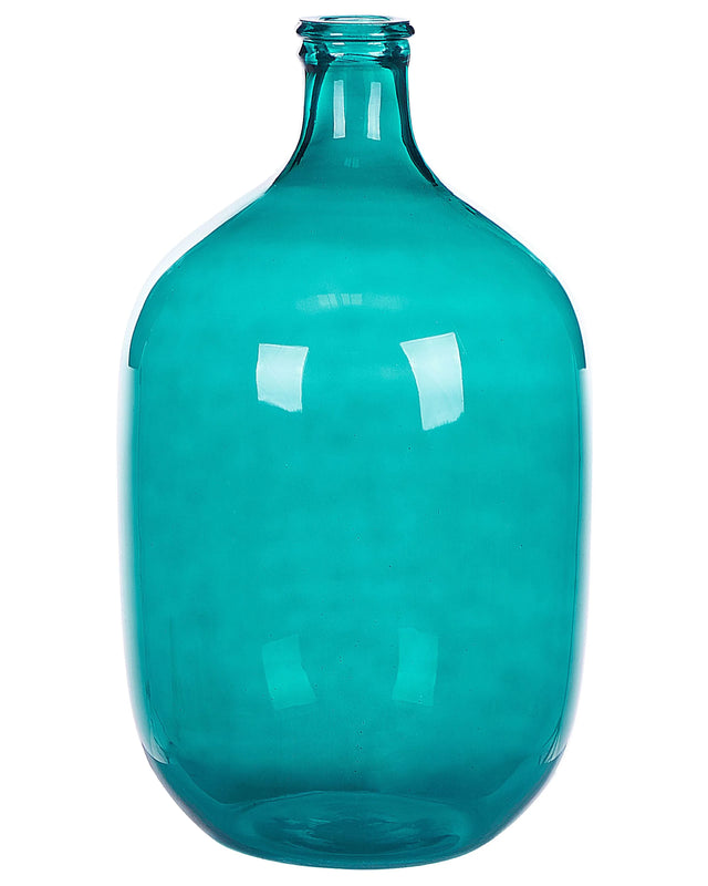 Vase Turquoise Glass 48 cm Handmade Decorative Round Bud Shape Tabletop Home Decoration Modern Design Beliani