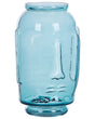 Vase Blue Glass Coloured Tinted Transparent Decorative Glass Face Motif Home Accessory Beliani