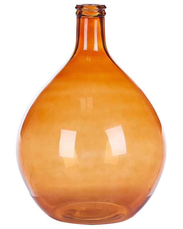 Vase Golden Brown Glass 48 cm Handmade Decorative Round Bud Shape Tabletop Home Decoration Modern Design Beliani