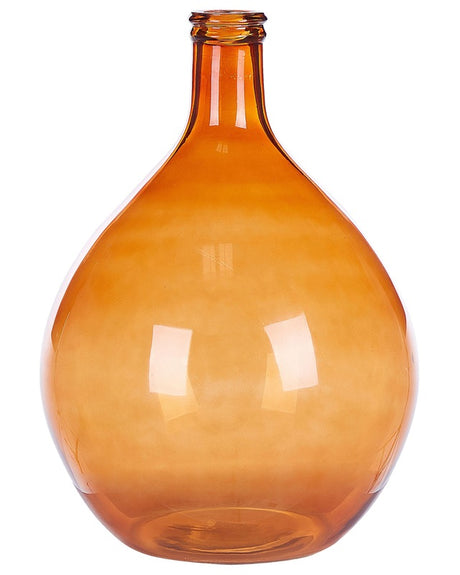 Vase Golden Brown Glass 48 cm Handmade Decorative Round Bud Shape Tabletop Home Decoration Modern Design Beliani