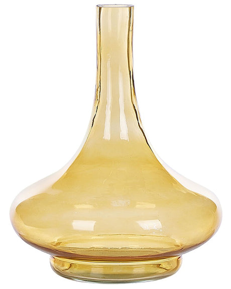 Vase Yellow Glass Coloured Tinted Transparent Decorative Bottle Glass Home Accessory Beliani