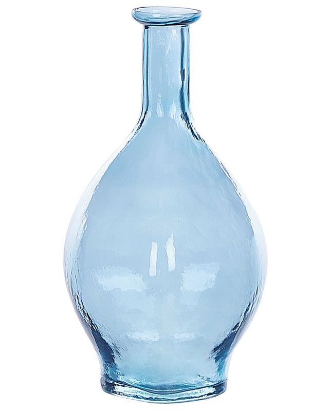 Vase Light Blue Glass 28 cm Handmade Decorative Round Bud Shape Tabletop Home Decoration Modern Design Beliani