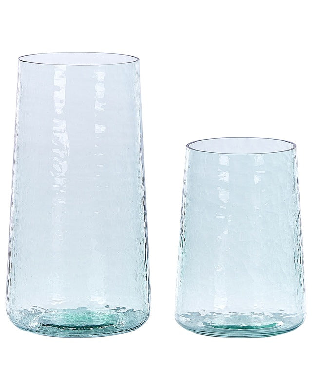 Set of 2 Vases Clear Glass Transparent Decorative Glass Home Accessory Beliani