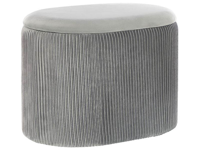 Pouffe Light Grey Velvet Glamour Storage Footstool Living Room Bedroom Beliani