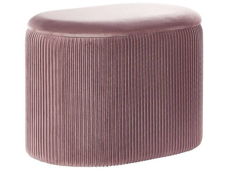 Pouffe Pink Velvet Glamour Storage Footstool Living Room Bedroom Beliani