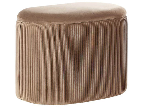 Pouffe Beige Velvet Glamour Storage Footstool Living Room Bedroom Beliani