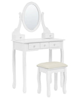 Dressing Table White MDF Solid Wood 140 x 80 cm 5 Drawers Living Room Furniture Glam Design Bedroom Beliani