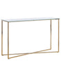 Console Table White Gold Tempered Glass Steel 120 x 35 cm Marble Effect Glam Modern Living Room Bedroom Hallway Beliani