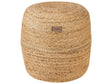 Pouf Ottoman Beige Jute EPS Beads Filling Round ø 46 cm Boho Style Beliani