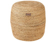 Pouf Ottoman Beige Jute EPS Beads Filling Round  46 cm Boho Style Beliani