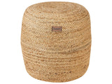 Pouf Ottoman Beige Jute EPS Beads Filling Round  46 cm Boho Style Beliani
