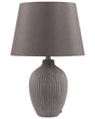 Table Lamp Brown Ceramic 52 cm Linen Empire Shade Bedside Living Room Bedroom Lighting Retro Style Beliani