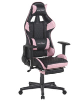 Gaming Chair Black Pink Faux Leather 126 - 136 cm Swivel Adjustable Armrests and Height Footrest Modern Beliani