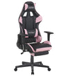Gaming Chair Black Pink Faux Leather 126 - 136 cm Swivel Adjustable Armrests and Height Footrest Modern Beliani