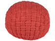 Pouffe Red Velvet 45 x 35 cm Basket Weave Handmade Round  EPS Filling Footstool Ottoman Beliani