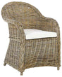 Garden Armchair Natural Rattan with Cotton Seat Cushion Off-White Indoor Outdoor Beliani