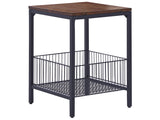 Side Table Dark Wood with Black Particle Board Iron 40 x 40 cm Metal Wire Basket Storage Square Top Industrial Modern Living Room Bedroom Beliani
