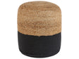 Pouf Ottoman Black Jute EPS Beads Filling Round  46 cm Boho Style Beliani