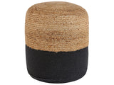 Pouf Ottoman Black Jute EPS Beads Filling Round  46 cm Boho Style Beliani