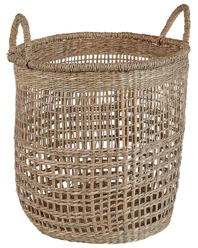 Basket Natural Seagrass with Handles Home Accessory Boho Style Beliani