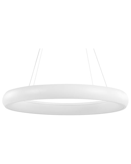 Pendant Lamp White Steel Aluminium Integrated LED Lights Ring Round Shape Hanging Modern Glamour Lighting Beliani