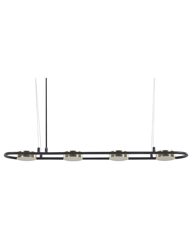 Pendant Lamp Black Brass Steel Integrated LED Lights 4 Lights Geometric Shape Hanging Track Lighting Modern Industrial Kitchen Living Room  Beliani