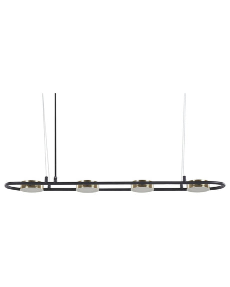 Pendant Lamp Black Brass Steel Integrated LED Lights 4 Lights Geometric Shape Hanging Track Lighting Modern Industrial Kitchen Living Room  Beliani