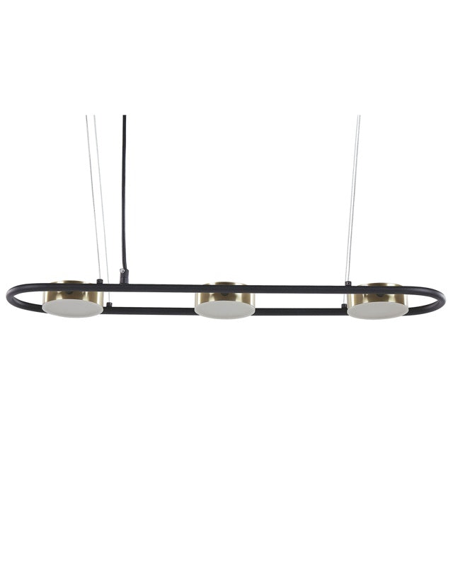 Pendant Lamp Black Brass Steel Integrated LED Lights 3 Lights Geometric Shape Hanging Track Lighting Modern Industrial Kitchen Living Room  Beliani