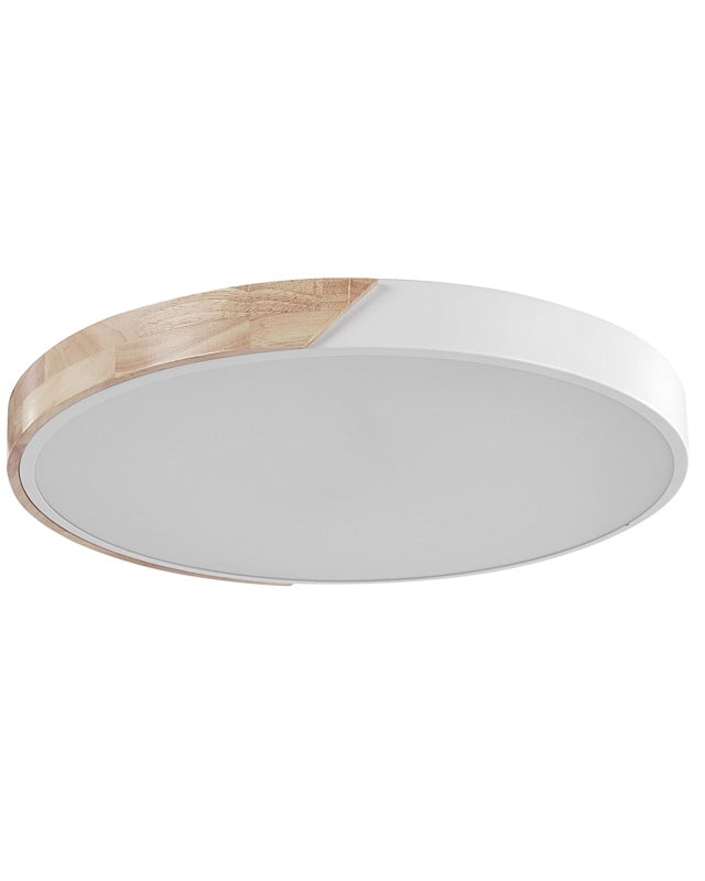 Ceiling Lamp White with Light Wood Steel Acrylic Integrated LED Lights Round Shape Decorative Modern Lighting Beliani