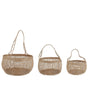 Set of 3 Baskets Natural Seagrass with Handles Home Accessory Boho Style Beliani