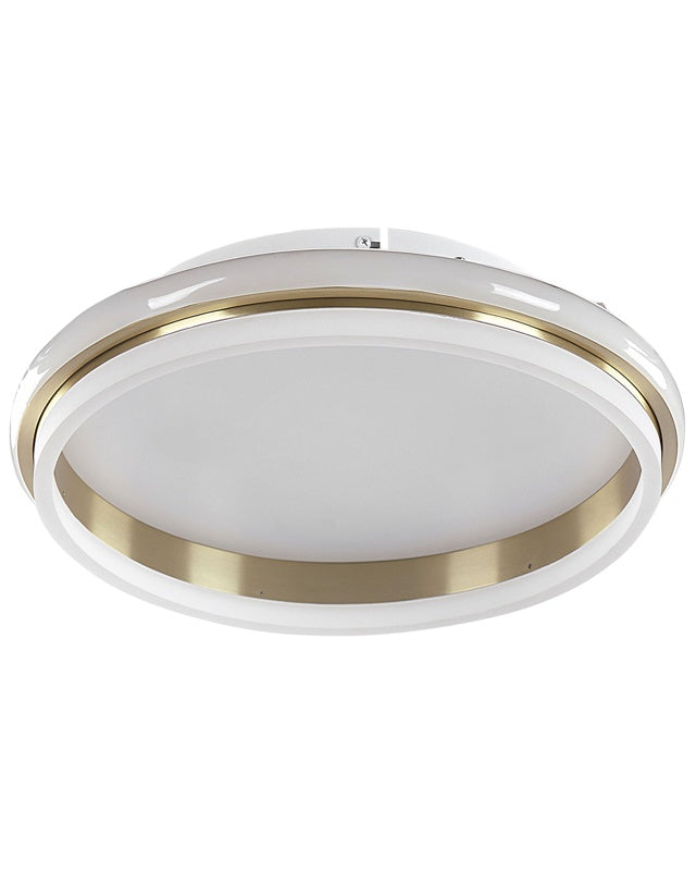 Ceiling LED Lamp Gold Metal 64 cm Acrylic Opal Ring Shade LED Warm White Light  Flush Lighting Beliani