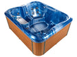 Hot Tub Blue Acrylic 180 x 215 cm 4 Seats 19 Hydromassage Jets Wood Effect Aluminium Case with LED Light Beliani