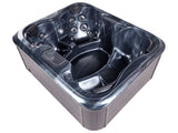 Hot Tub Grey Acrylic 180 x 215 cm 4 Seats 19 Hydromassage Jets Wood Effect Aluminium Case with LED Light Beliani