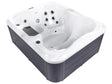 Hot Tub White Acrylic 180 x 215 cm 4 Seats 19 Hydromassage Jets Wood Effect Aluminium Case with LED Light Beliani