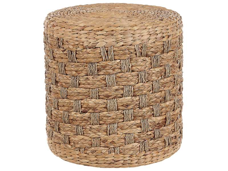 Pouf Natural Seagrass Water Hyacinth 40 cm Styrofoam Filling Ottoman Boho Style Beliani