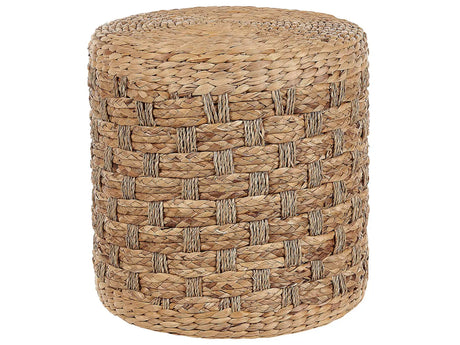 Pouf Natural Seagrass Water Hyacinth 40 cm Styrofoam Filling Ottoman Boho Style Beliani