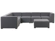 Corner Sofa Set Grey Fabric Upholstery 7 Seater with Ottoman Indoor Outdoor Modular Garden Lounge Set Right Hand Beliani