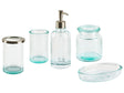 5-Piece Bathroom Accessories Set Green Glass Glam Soap Dispenser Soap Dish Toothrbrush Holder Cup Beliani