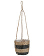 Hanging Plant Pot Natural with Black Seagrass 64 cm Home Accessory Planter Boho Style Beliani