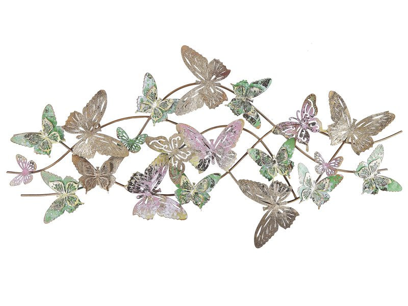 Wall Decor Multicolour Iron 100 x 53 cm Metal Sculpture Art Butterflies Nature Boho Glam Modern Accessory Beliani